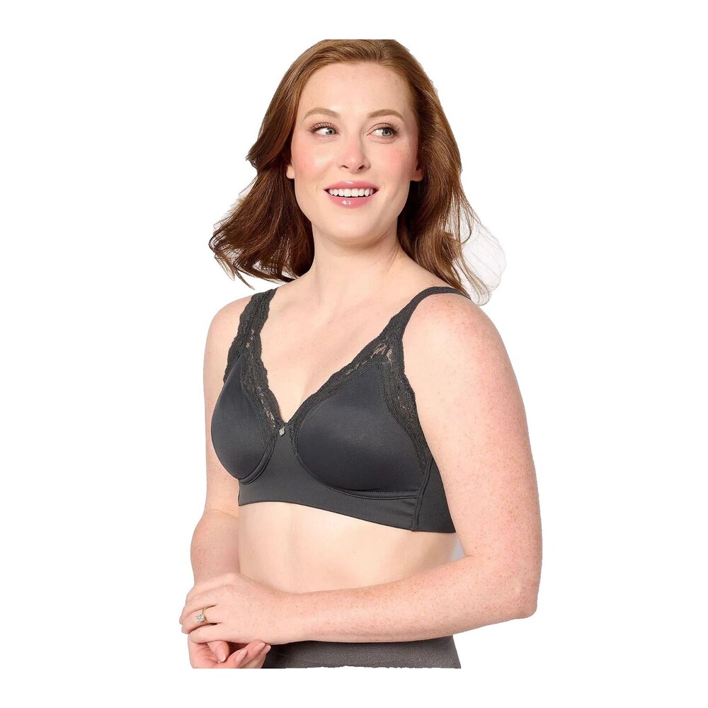 Breezies Lace Trim Wireless Bra  Size 44DD  NWOT  Midnight  Unlined  Lightweight